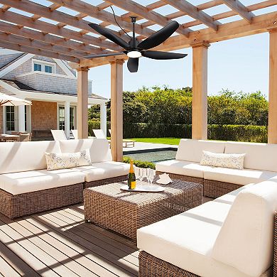 52-In Outdoor Waterproof Ceiling Fan with Light, 5 ABS Blades, DC Motor, Remote Control, Damp Rated