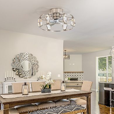 20-Inch indoor flush mount caged fan, 3 ABS blades, DC motor, 6-speed remote