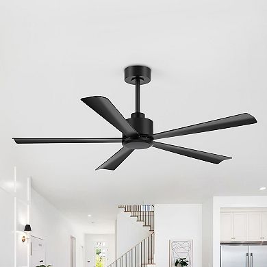 52-Inch modern no-light fan, 5 ABS blades, 6-speed DC motor, 5" downrod, remote