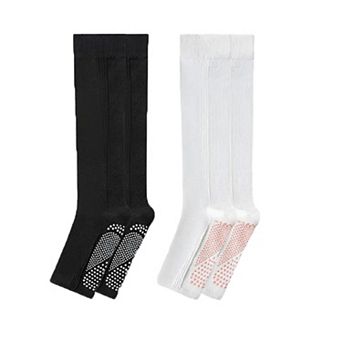 Women's Knee High Grip Socks with Anti-Slip Sole for Barre, Yoga, Dance, and Pilates 2-Pack