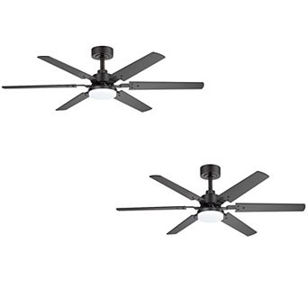 46-Inch 2-pack Ceiling fan, integrated light, 6 plywood blades, DC motor, 6-speed remote