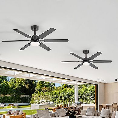 46-Inch 2-pack Ceiling fan, integrated light, 6 plywood blades, DC motor, 6-speed remote
