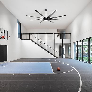 100 Inch HVLS Commercial Ceiling Fan with Light, 8 ABS Blades, 6-Speed Remote, 12/24/36'' Downrods