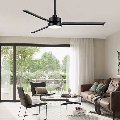 65-Inch ceiling fan, 3 aluminum blades, 3-color light, 6-speed DC motor, remote, timer, memory