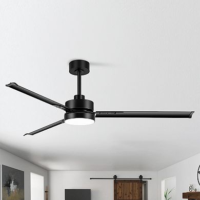 65-Inch ceiling fan, 3 aluminum blades, 3-color light, 6-speed DC motor, remote, timer, memory