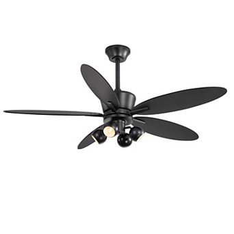 52-Inch ceiling fan with light, 5 plywood blades, 6-speed DC motor, 5&10" downrods, remote