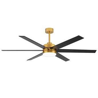 65-Inch large fan, 6 reversible blades, DC motor, 3-color LED light, remote, 6/12" downrods