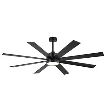72-Inch ceiling fan, 8-blade, 3-color light, 6-speed DC motor, 6/20" downrods, remote, timer