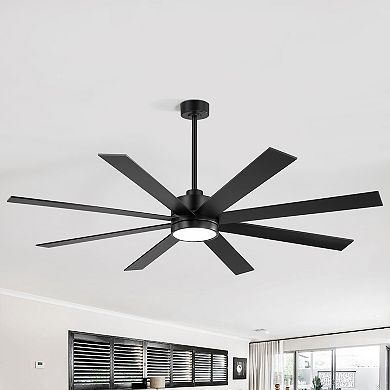 72-Inch ceiling fan, 8-blade, 3-color light, 6-speed DC motor, 6/20" downrods, remote, timer