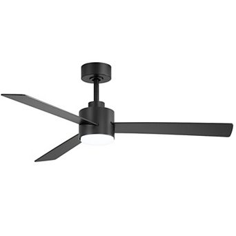 52-Inch fan, 3 plywood blades, 3-color light, 6-speed DC motor, 5&10" downrods, remote
