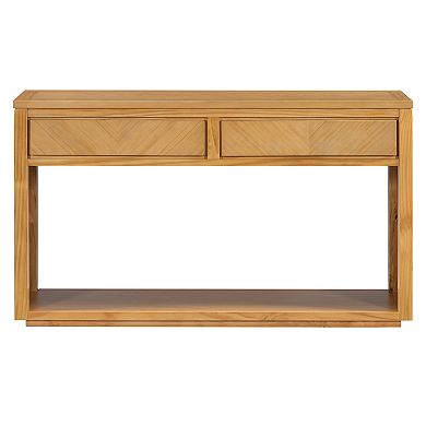 Whisen Rustic Wooden Console Table, Entryway Table with Storage Drawers and Open Shelf - Natural