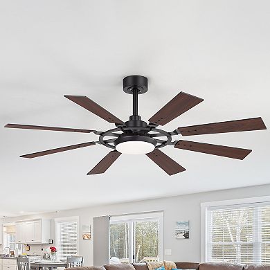 52-Inch large fan, 3-color LED light, 6-speed DC motor, remote, 4/8" downrods