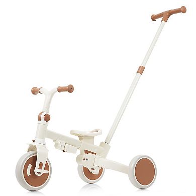 Whisen 7-in-1 Foldable Toddler Tricycle, Toddler Push Bike with Removable Handle