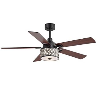 52-Inch ceiling fan, light, 5 dual-finish blades, remote, 5/10" downrods