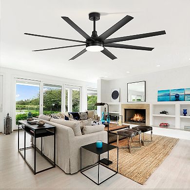 72-Inch Fan, 3-Color Light, 8 ABS Blades, 7&12" Downrods, DC Motor, 6-Speed Remote