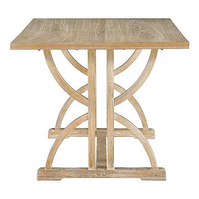 Whisen 6-Piece Retro Dining Table Set with 4 Upholstered Chairs and Bench - Natural Wood Wash