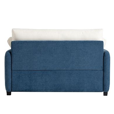 Whisen Oversized Chenille Single Sofa Chair with Pillows - Blue and Cream