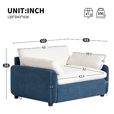 Whisen Oversized Chenille Single Sofa Chair with Pillows - Blue and Cream