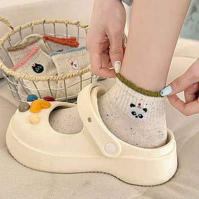 Women's Cute Embroidered Speckled Ankle Socks 6pk