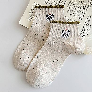 Women's Cute Embroidered Speckled Ankle Socks 6pk