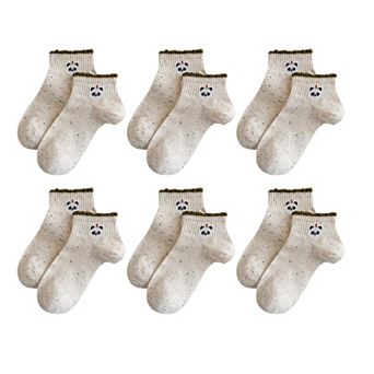 Women's Cute Embroidered Speckled Ankle Socks 6 pk