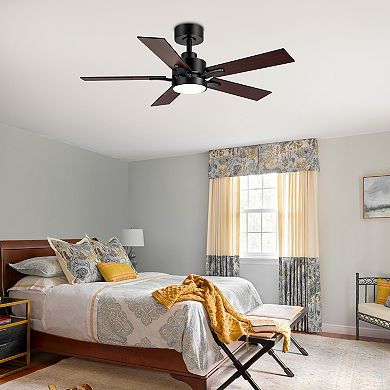 42-Inch ceiling fan, integrated LED light, 6-speed DC motor, remote, reversible blades