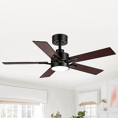 42-Inch ceiling fan, integrated LED light, 6-speed DC motor, remote, reversible blades