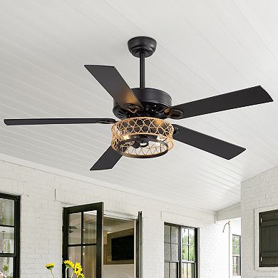 52-Inch Ceiling Fan with Light, 5 Reversible Blades, E26 Bulb Socket, DC Motor, Remote control