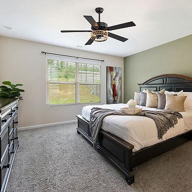 52-Inch Ceiling Fan with Light, 5 Reversible Blades, E26 Bulb Socket, DC Motor, Remote control