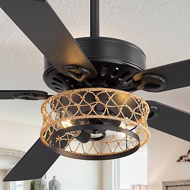 52-Inch Ceiling Fan with Light, 5 Reversible Blades, E26 Bulb Socket, DC Motor, Remote control