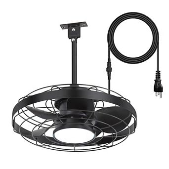 20-Inch Caged Ceiling Fan with LED Light and Remote, 5 ABS Blades, 6&10 inch Downrods Included