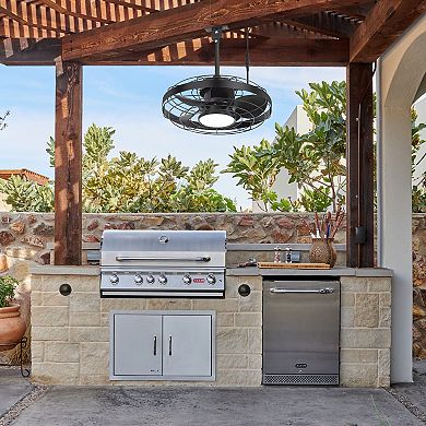 20-Inch Caged Ceiling Fan with LED Light and Remote, 5 ABS Blades, 6&10 inch Downrods Included