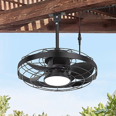 20-Inch Caged Ceiling Fan with LED Light and Remote, 5 ABS Blades, 6&10 inch Downrods Included