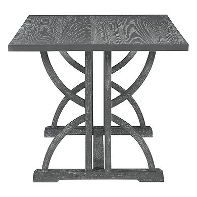 Whisen 6-Piece Retro Dining Table Set with 4 Upholstered Chairs and Bench - Gray Wash