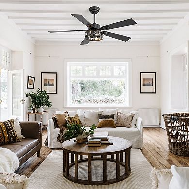 48-Inch Ceiling fan, 5 plywood blades, 6 speeds, DC motor, 4&8" downrods, remote