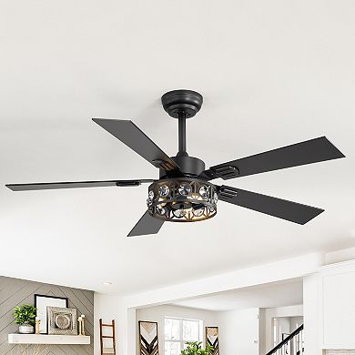 48-Inch Ceiling fan, 5 plywood blades, 6 speeds, DC motor, 4&8" downrods, remote