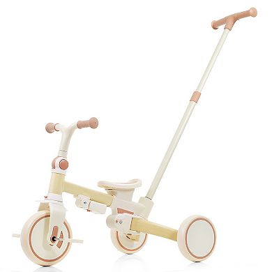 Whisen 7-in-1 Foldable Toddler Tricycle, Toddler Push Bike with Removable Handle