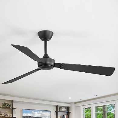 52-Inch large indoor fan, no light, DC motor, remote, 6 speeds, 3 blades, 4/8" downrods