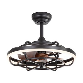 19.7-Inch indoor ceiling cage fan, 3-color light, 5 ABS blades, DC motor, 6/10" downrods