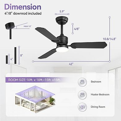 42-Inch traditional 2-pack fan, 3 plywood blades, 2 downrods, 6-speed DC motor, remote