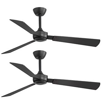 52-Inch 2-pack no-light fans, DC motor, remote, 6 speeds, 3 blades, 4/8" downrods