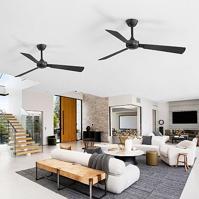 52-Inch 2-pack no-light fans, DC motor, remote, 6 speeds, 3 blades, 4/8" downrods