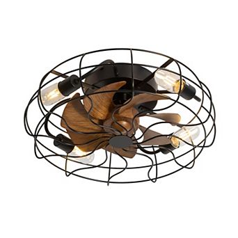 19-Inch low profile caged fan, light, remote, 7 blades, 6-speed DC motor, flush mount
