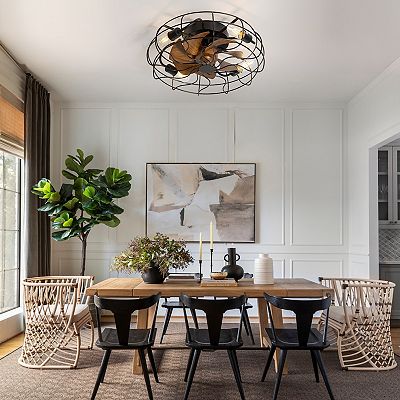 19-Inch low profile caged fan, light, remote, 7 blades, 6-speed DC