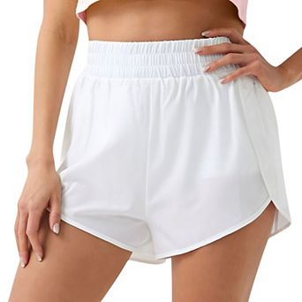 Women's High Waist Athletic Running Shorts with Curved Hem