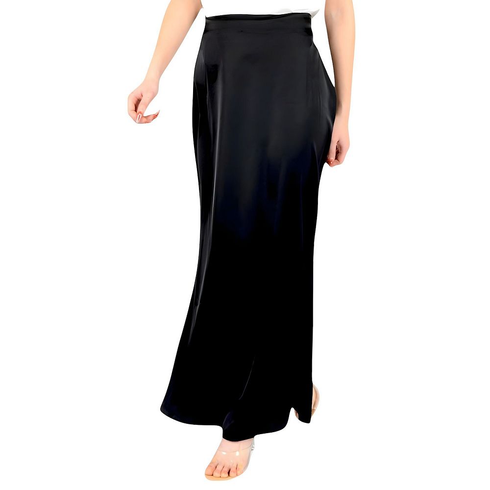 Women's Satin Maxi Skirt With High Waist And Flowing A-Line Design