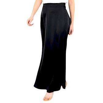 Women's Satin Maxi Skirt With High Waist And Flowing A-Line Design