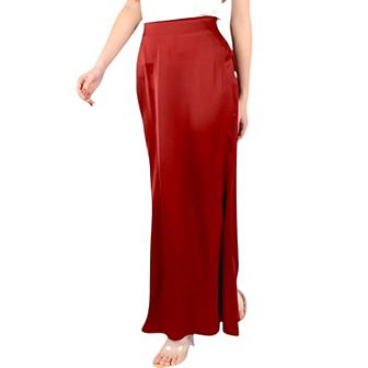 Women's Satin Maxi Skirt With High Waist And Flowing A-Line Design