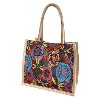 Women's Floral Sackcloth Tote Bag-Lightweight Handbag