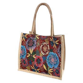 Women's Floral Sackcloth Tote Bag-Lightweight Handbag